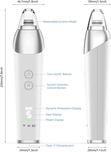 Blackhead Pore Vacuum Cleaner Remover, 2023 Upgraded Facial Pore Cleaner Electric USB Rechargeable Acne Comedone Whitehead Extractor with 5 Probes and Blackhead Remover Kit Suction for Women & Men