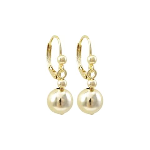 Ivy and Max Surgical Steel Gold Finish Dangling 8mm Balls Girl's Earrings, Stainless Steel Cover