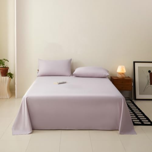 Drap plat 230x260cm violet clair en coton uni pour lit double - 2