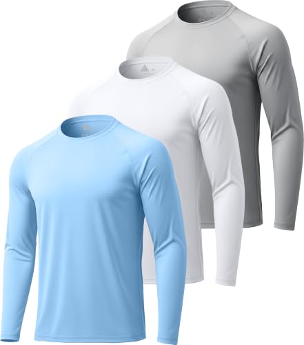 Image of ZITY 5 Pack Long Sleeve Shirts for Men UPF 50+ Sun Protection Fast Dry Lightweight Fishing Swim Rash Guard Workout Shirt