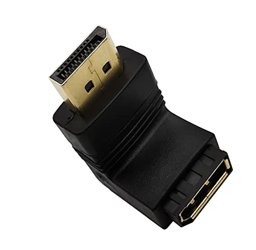 LARRITS Adaptador DisplayPort 1.4 macho a hembra con botón de bloqueo, 90 grados y 270 grados de ángulo recto DP1.4 macho a hembra, compatible con pantalla 3D HDR de 4K a 120Hz Cover