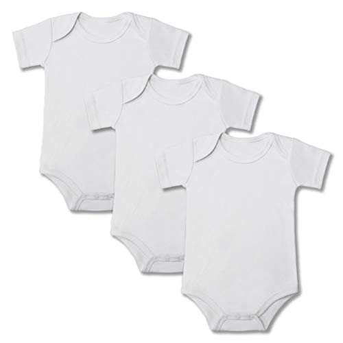 Image of GLEAMING GRAIN Baby Onsies 100% Cotton Short Sleeve Baby Bodysuits Solid Color Infant Bodysuits for Newborn Baby 3-Pack