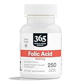 365 by Whole Foods Market, Folic Acid 800mcg, Vegan, 250 Tablets