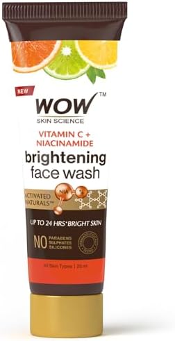 WOW Skin Science Brightening Vitamin C & Niacinamide Face Wash | For Brighter Glow | Paraben & Sulphates Free | Face Wash for Women & Men | 25 ml