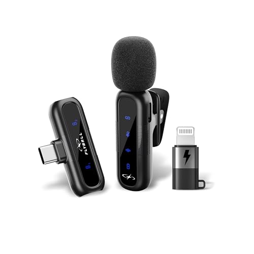 FLYBALL Mic for YouTube Wireless, 3-Level Noise Reduction, 360 Voice Capture, Wireless Microphone for Youtubers with LED Indicator, Reels, Plug for iOS, 2.4 GHz, Reverb Mode, 5 Hrs Battery, SV 200