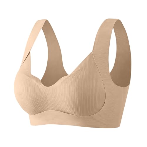 Sujetadores Sin Aros Mujer Sujetador Deportivo Push Up con Relleno Cómodo Transpirable Bralette Sin Costuras con Tirantes Ancho Suave Brasier de Dormir Cuello V Sujetadores Básicos Copa 3/4