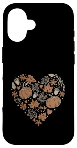 Fall Pumpkin Fall Leaves Acorns Hearts Rustic Fall Autumn �X�}�z�P�[�X iPhone 16 �p