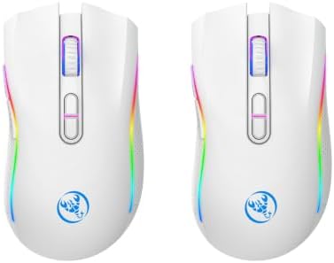 TukeSM 2.4G RGB Luminous Wireless Type-C Rechargeable Interface 7-Button Game Mouse (White * 2 pcs) - 1