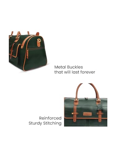 Image of Premium Leather Duffle Bag for Men & Women | Genuine Leather Travel, Gym & Office Bag | Stylish Handcarry & Sling Weekend Cabin Luggage Bag|Green
