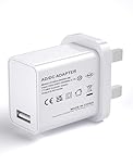 5V 3A 15W White USB Charger, UK Usb Plug, USB-A Output, 100V-240V Input, for Phone, Tablet, Speakers