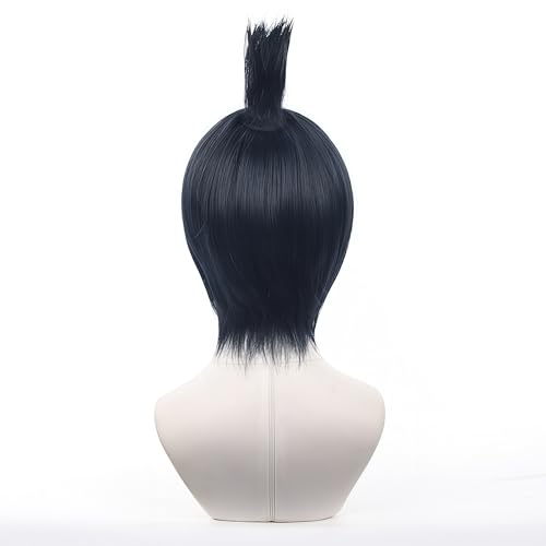 Image of Anime Messy Wig for Cosplay Short Navy Blue with Wig Cap