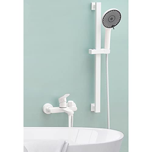 Mitigeur de baignoire blanc en laiton avec douchette intégrée - 5