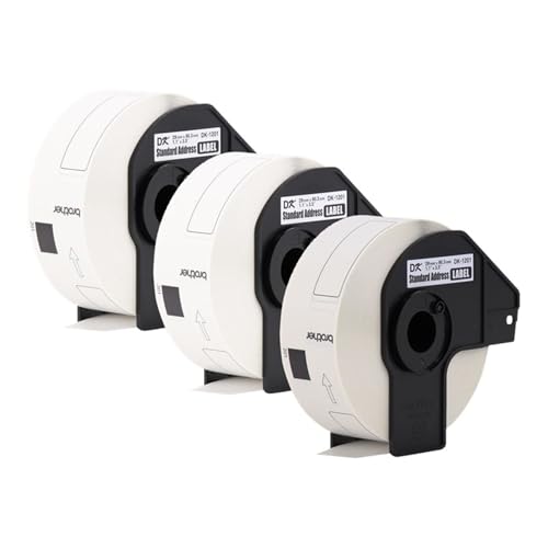 Image of Brother Printer Genuine Die-Cut Standard Rolled Address Labels QL Printer, (DK12013PK), 3 Pack Roll