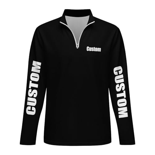 Custom Men's Quarter Zip Up Sweatshirts Mock Neck Pullover Midweight Casual Long Sleeve Polo Shirts3