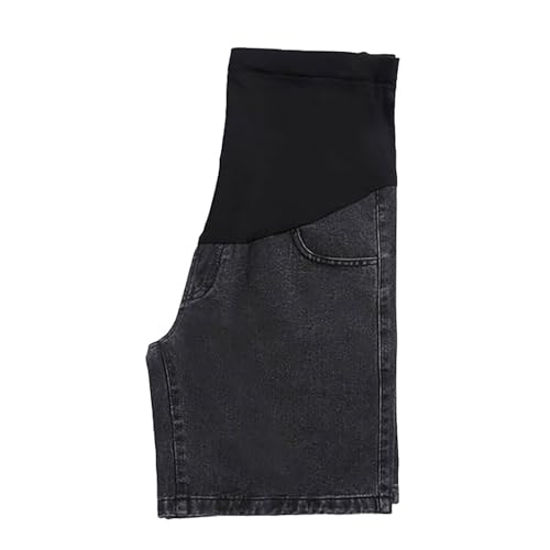 Pantalones de maternidad para mujer, elásticos, de cintura alta, para embarazadas, de verano, informales, holgados, pantalones cortos de pierna recta, cómodos para el día a día, gris, L