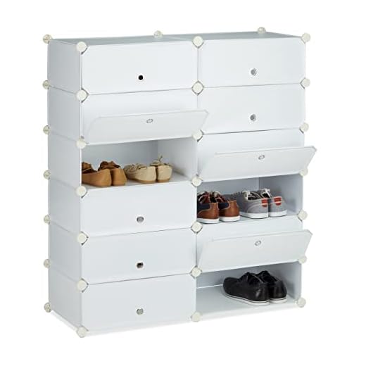 Relaxdays Zapatero XXL con Puertas, Blanco, 37x94x108 cm