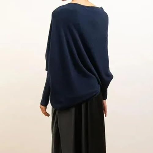 2024 New Asymmetric Draped Jumper, Asymmetric Draped Jumper- One Size, Womens Batwing Sleeve Pullover Sweaters 6