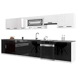 Belini ITALIA 3 Mobile Cucina Completa Componibile 320cm Bianco-Nero...