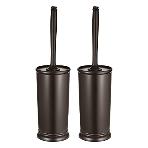 Toilet Bowl Brush Holder Set: 2 Pack Modern Deep Cleaning Bathroom Toilet Scrubber with Caddy for rv - Rim Decorative Accessories Cleaner Brushes for Toilet - Bronze
