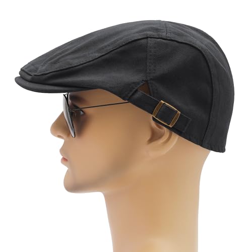 Image of ZLYC Men Cotton Flat Cap Summer Scally Ivy Gatsby Newsboy Beret Driver Cabbie Hunting Hat