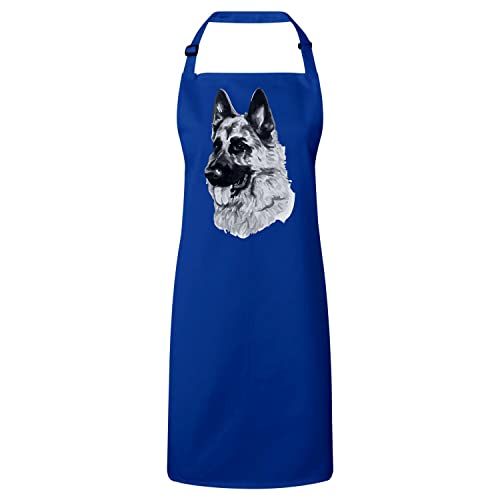 Tablier cuisine Berger Allemand gros chien imperméable avec imprimé encre noir et blanc