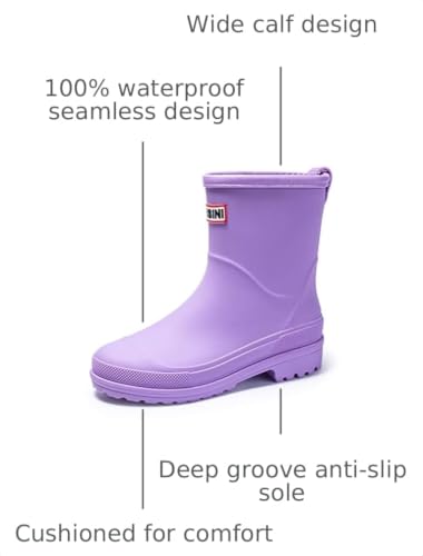 Image of Nutropa Mid Calf Rain Boots for Women, Anti-Slip Outdoor Work Rain Shoes | Waterproof Garden Boots, Lightweight, Comfortable Rainboots, Outdoor Mud Work Booties