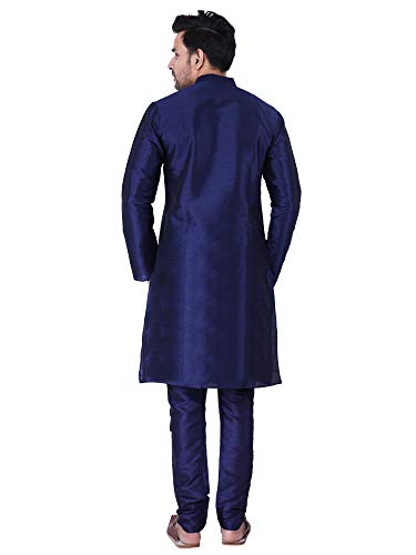 Image of HUZUR Men's Silk Solid Straight Long Kurta Pyjama Set| Ethnic Wear