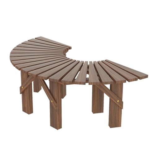 Genérico Banco Envolvente Madera For Jardín,Silla Madera For Jardín,Soporte Decorativo For Flores Sin Respaldo For Exteriores,for Parque,Patio,Porche Y Césped(Half-Round)