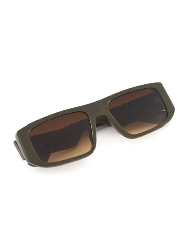 Image of POLICE | 100% UV protected | Unisex | Large | Full Rim | Rectangular | Frame: Shiny Dark Olive Polycarbonate | Lens: Brown Gradient CR39