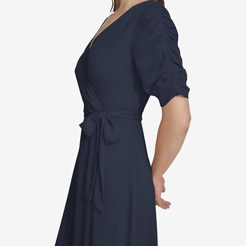 Image of DKNY Women's 3 /4 Sleeve Faux Wrap Dress