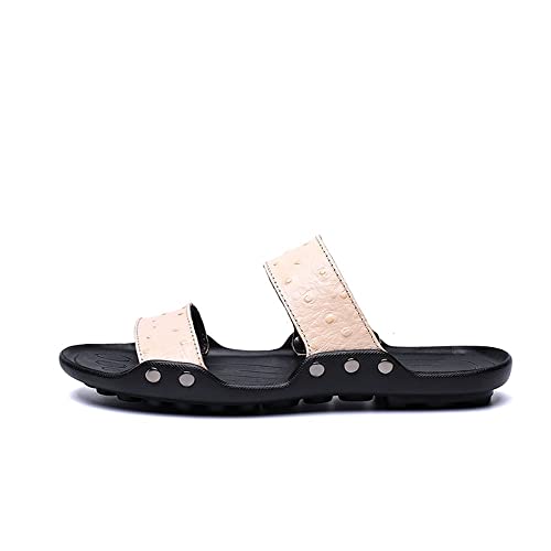 Slide Sandals For Men Microfiber Leather Rivets Closure PU Leather Fixed Strap Non-slip Casual Slide Sandal2