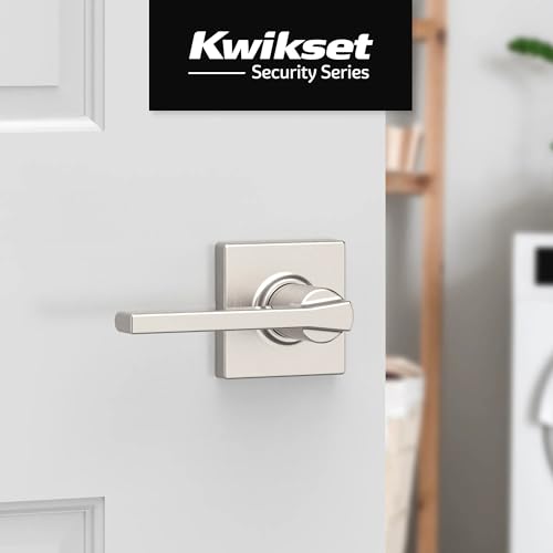 Image of Kwikset Casey Interior Square Passage Door Handle, Lever for Closet and Hallway Doors, Reversible Non-Locking Handle Lever, Satin Nickel