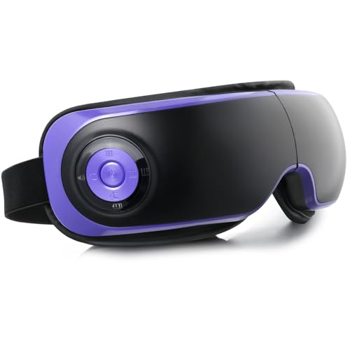 Eye Massager with Heat, Adjustable Bluetooth Music Sleep Mask for Migraine, Dark Circles Relief, Improve Sleep, for Women Men Black Purple