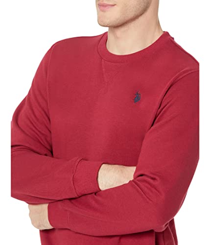 U.s. Polo Assn. Pop Over Crew Neck Fleece University Red Lg #TOP2