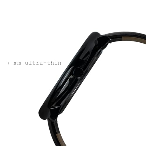 Mens Watch Ultra Thin Wrist Watches for Men Fashion Waterproof Dress Leather Strap