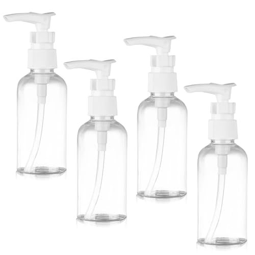 JYNVO Lot de 4 Bouteilles à Pompe Transparentes de 30 ML - Bouteilles de Voyage, en Plastique, Bouteille de Pompe Bouteille de Distributeur de Lotion - pour cosmétiques, shampoing, Lotion