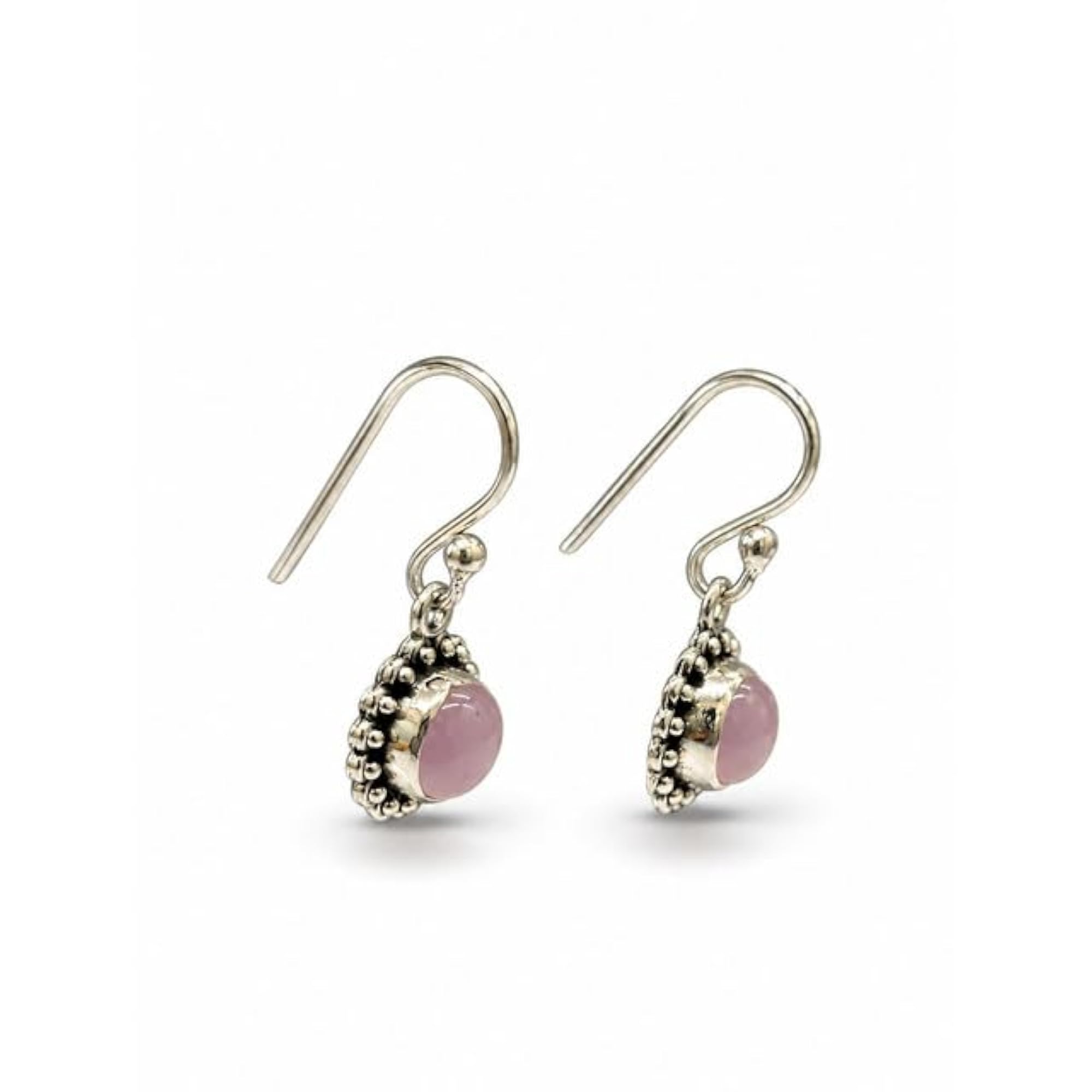 Women's 925 Sterling Silver Chalcedony Round Gemstone Earrings