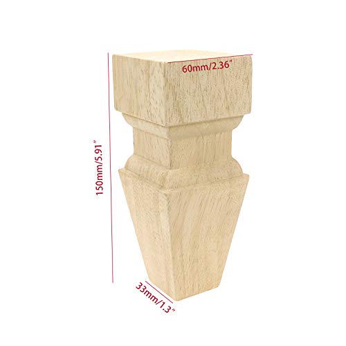 Lc Lictop 150Mm/5.91" Solid Wood Furniture Legs Replacement Sofa Table Cabinet Tv Stand Dresser Wood Legs Square Feet 4Pcs #TOP5