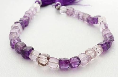 Améthyste perles cubes facettées dégradé 5mm 7mm pour création bijoux fil 8" [E1320] - 2