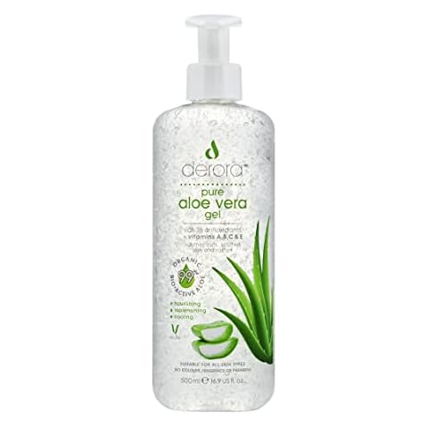 Derora Aloe Vera Gel - 500ml | Contains 100% Pure, Organic & Natural Bio Active Aloe Ingredients | for Healing, Soothing & Hydrating the Skin, Face & Body | Cruelty Free & Vegan Cover