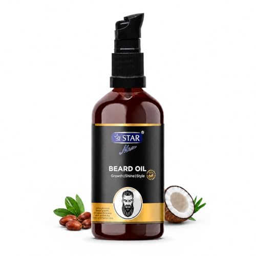 SZ STAR Beard Oil 100ml - Growth Oil for Thicker Beard Natural Conditioner & Beard Softener with Avocado Almond & Sesame Oils Itch Relief & Nourishing Facial Hair Care for Men