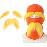 YQYSRJLS 2 Pcs Yellow Mustache and Eyebrows Orange Headgear for Men Women Halloween Costumes Funny (Llks)