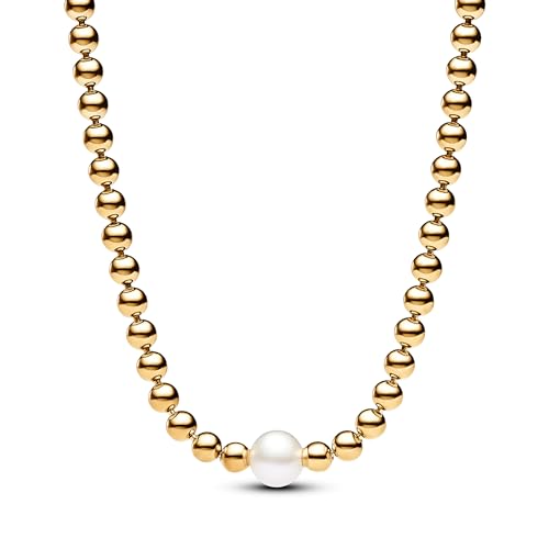 Créoles perle de culture d'eau douce blanche Pandora Timeless : élégance sans irritation or 14k