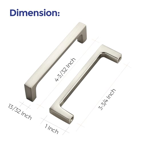 Image of Ravinte 10 Pack Solid 3-3 /4 Inch Kitchen Square Cabinet Handles Brushed Nickel Pulls Drawer Pulls Cabinet Hardware Kitchen Handles