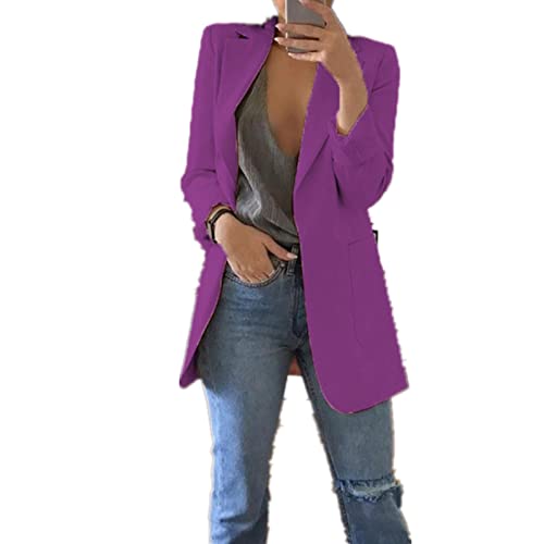 ANNA GARDEN Blazer feminino casual manga longa lapela cardigan terno negócios escritório blazer (pre