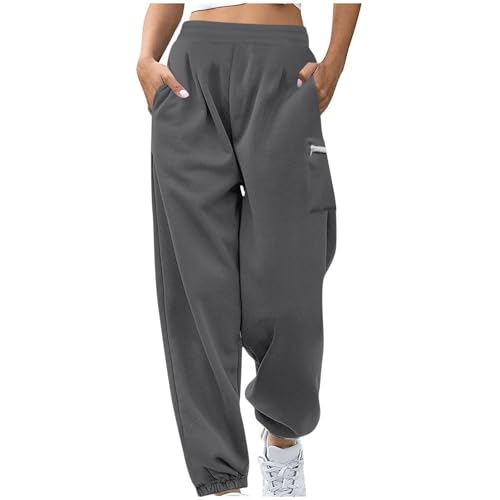 Women Baggy Cinch Bottom with Pocket High Elastic Waisted Soft Sweatpants Solid Color Fashion Workout Casual Jogger S-4XL
