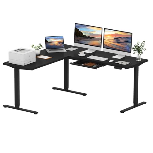 Image of SANODESK 71x63 Electric L-Shaped Corner Standing Desk with Storage
