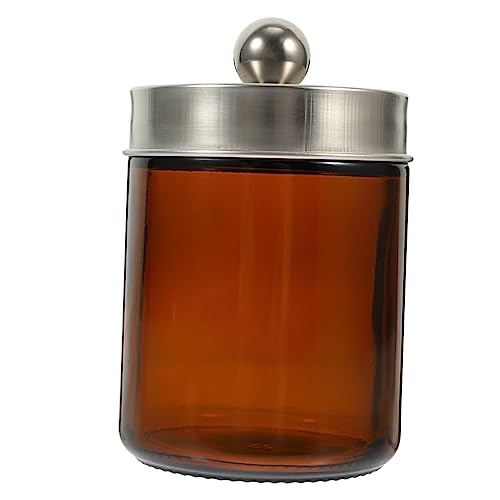 Beatifufu Glass Jar Diy Storage Jar Small Container Kitchen Tea Canister Apothecary Bathroom Accessories Glass Candle Container Multifunction Stainless Steel Cotton Ball Jar