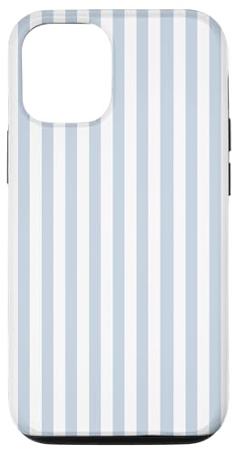 White and Light Blue Striped Geometric Line Pattern �X�}�z�P�[�X iPhone 12/12 Pro �p