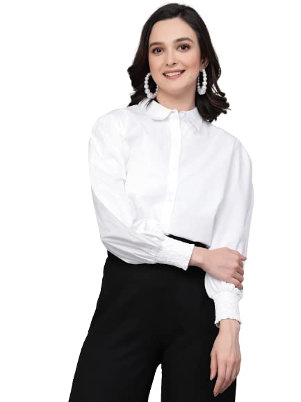 Women Solid Black Polycotton Regular Formal Shirt-image-45